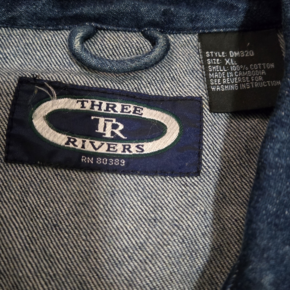 Vintage Three Rivers Denim Harrington Bomber Jacket - PlaiMedium Wash - Picture 4 of 4
